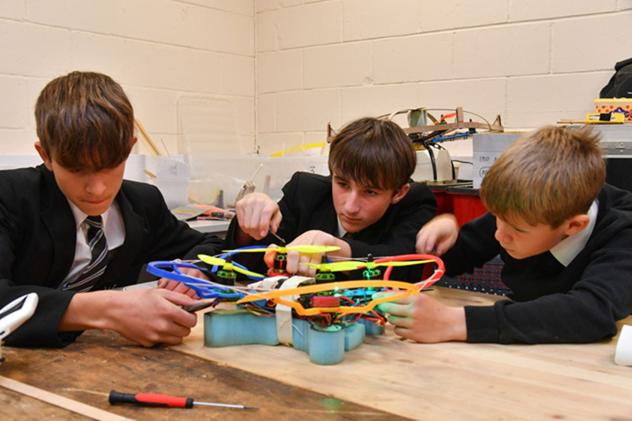 Pupils from Kingdown School at work during the Quadcopter Competition Challenge