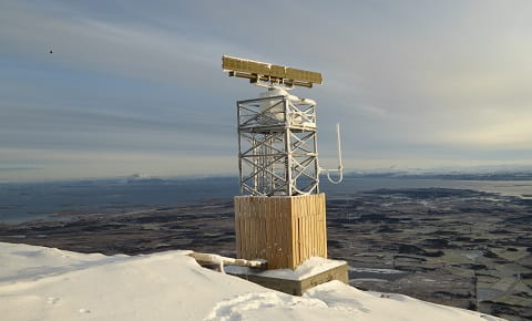 Winter on top of the Mount Gullsvågfjellet on Vega Island in Norway.