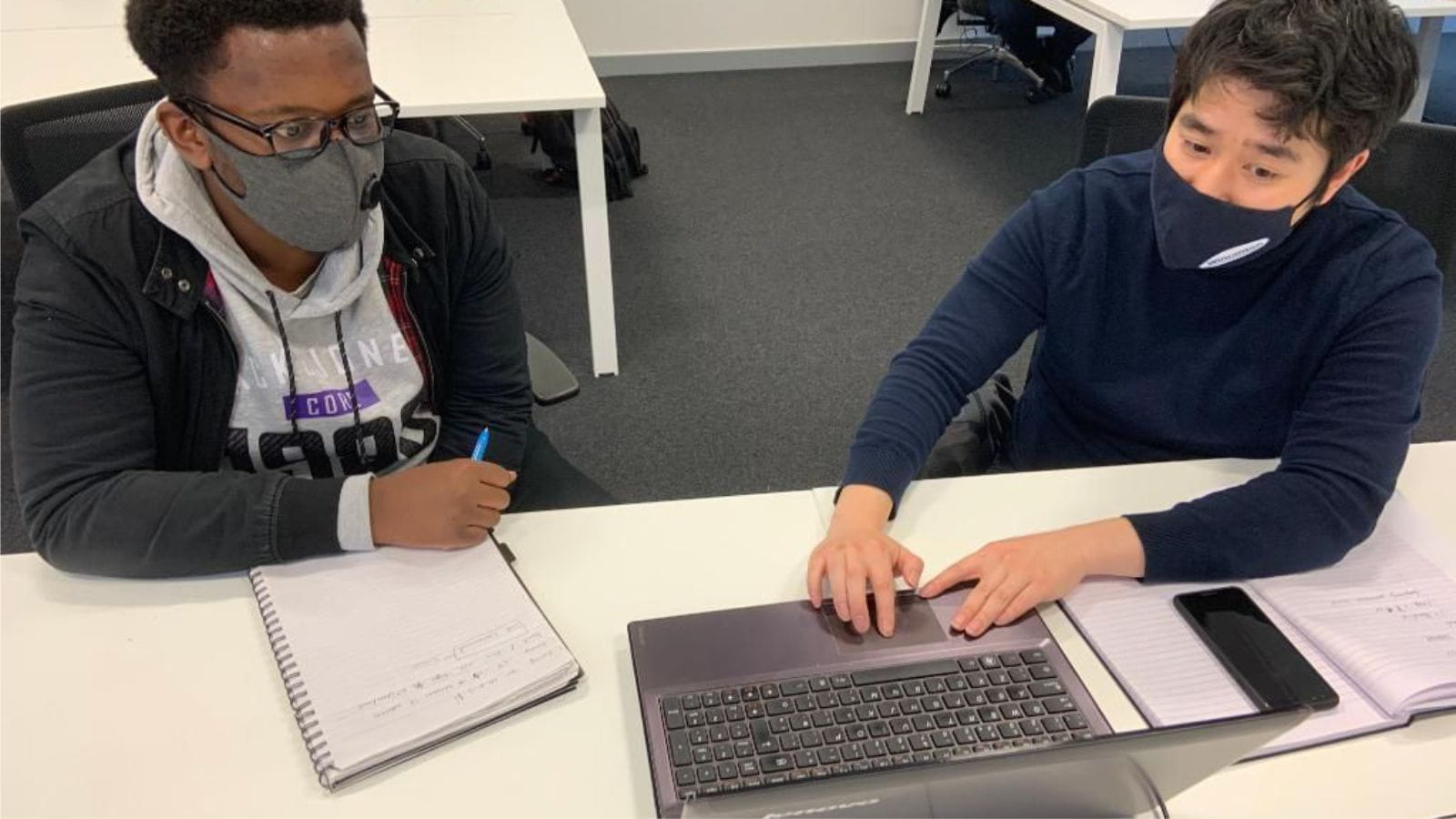 A student attends the Raytheon Professional Services Fast Track Cyber Training programme in Greater Manchester.