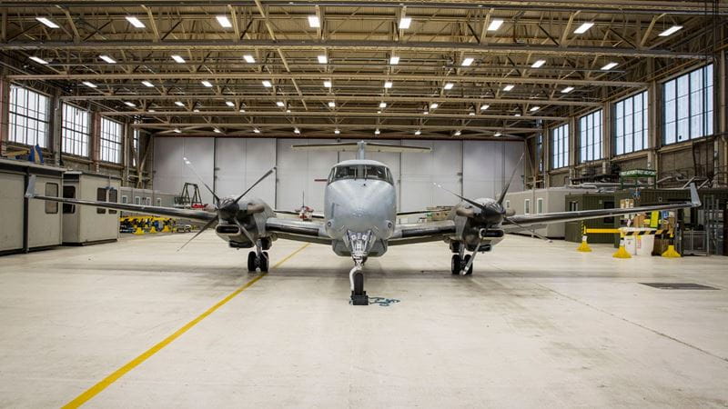 Aircraft in hangar