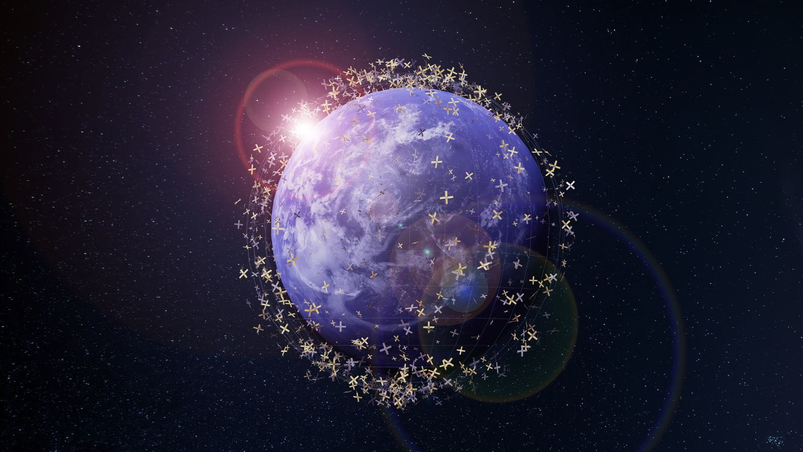 Satellite debris orbiting a planet