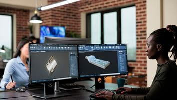 Engineer designing a 3D model