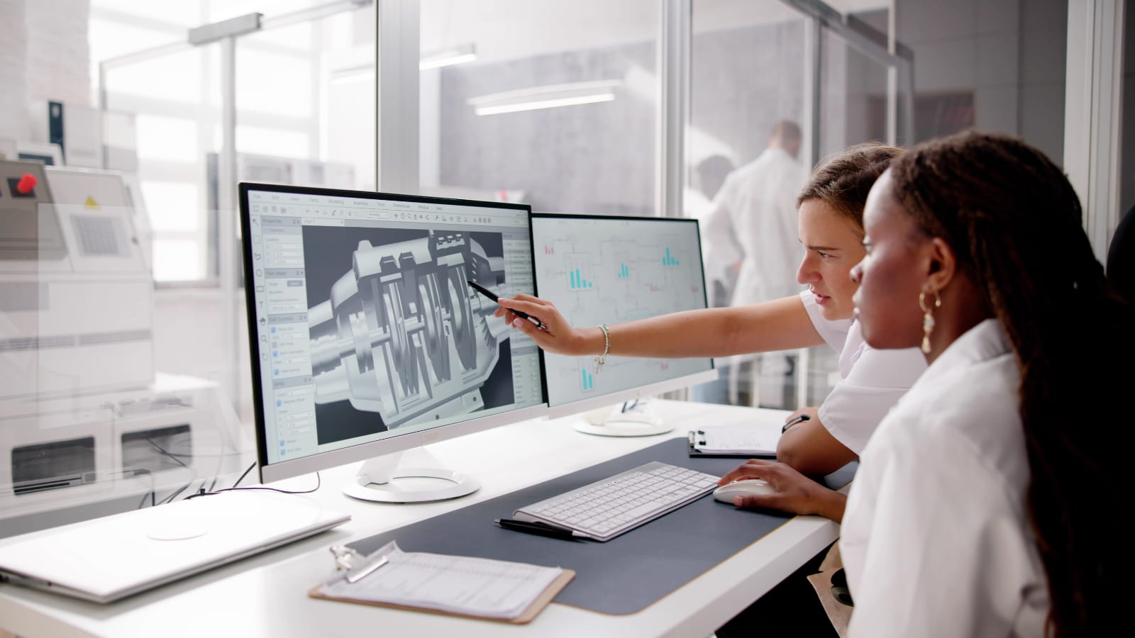 Engineer designing a 3D model