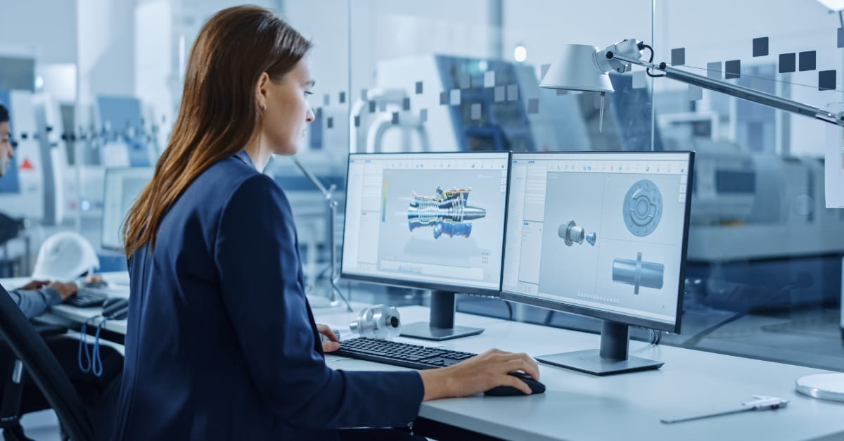 Engineer designing a 3D model