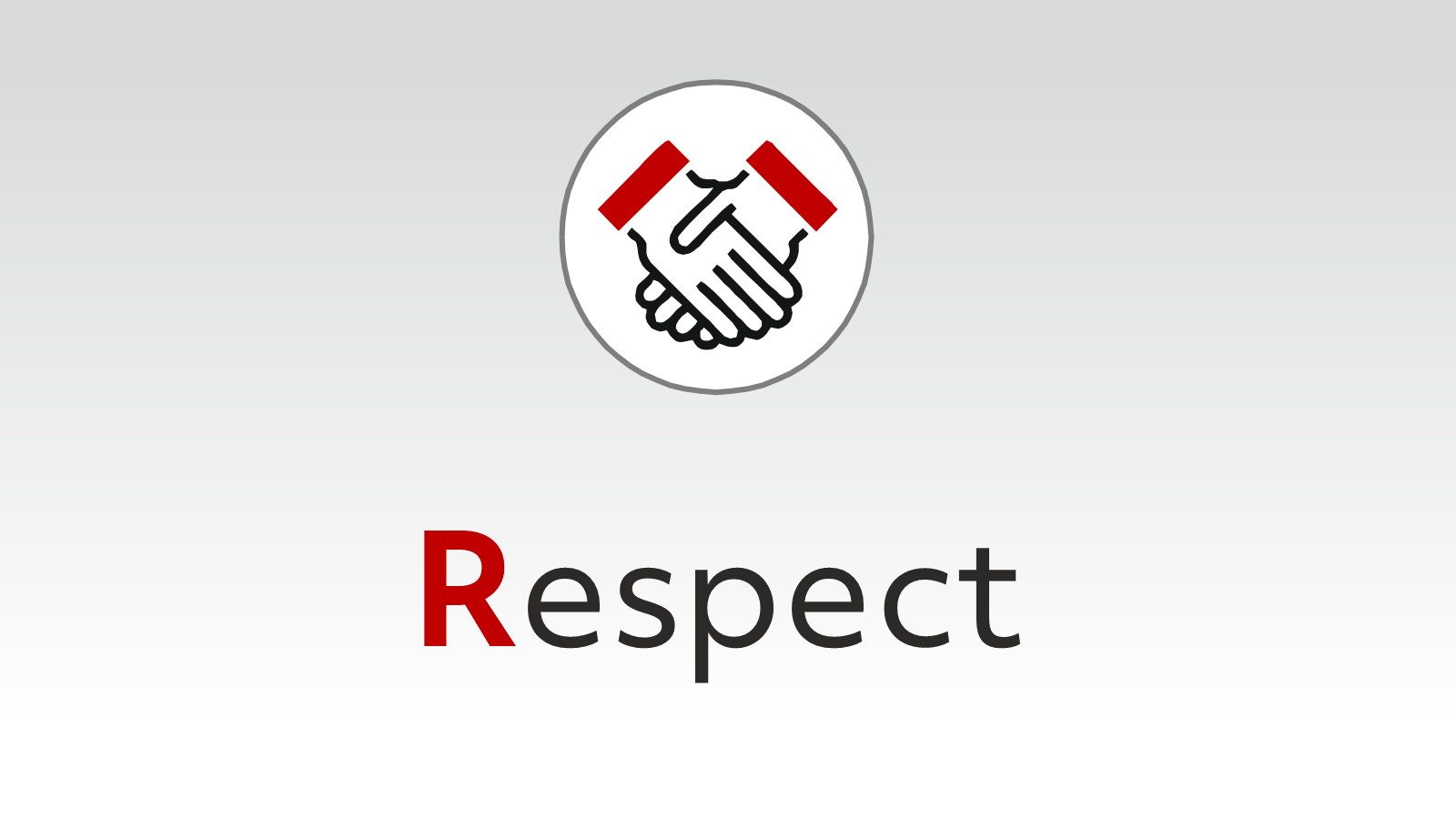 A handshake above the word 'respect'