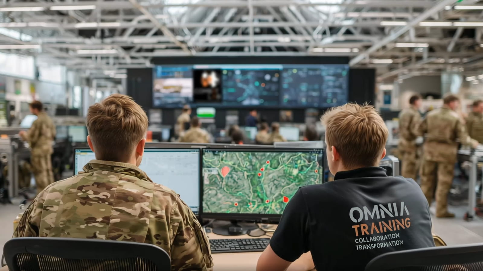 An Omnia Training expert collaborates with the Army