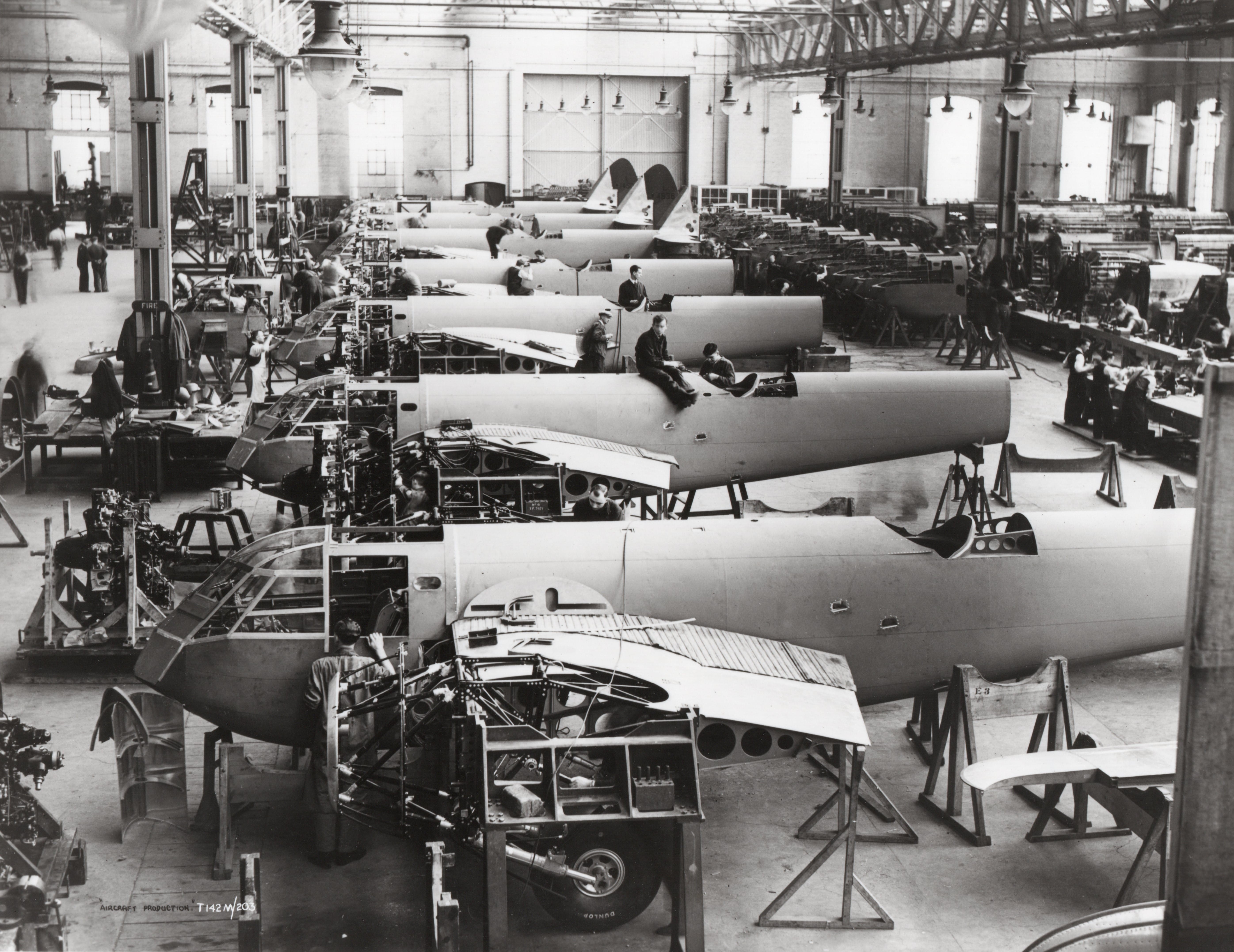 Battle of Britain: Civilian workers at the Bristol Aeroplane Company finishing off seven Blenheims (copyright: Chris Goss)