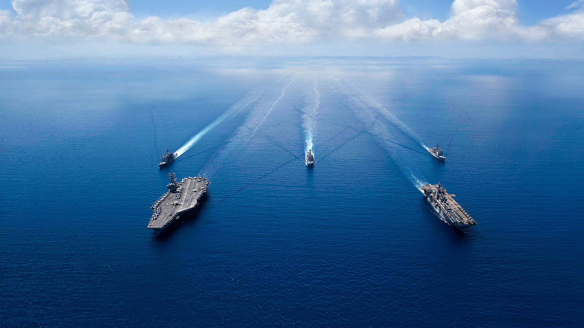 Naval vessels at sea
