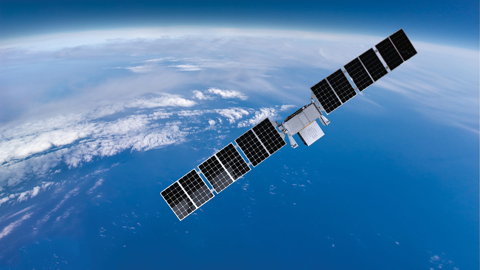 Rendering of a satellite over Earth