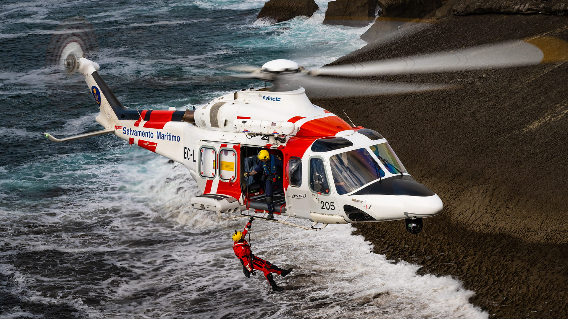 Civil aviation rescue helicopter AW139 in flight