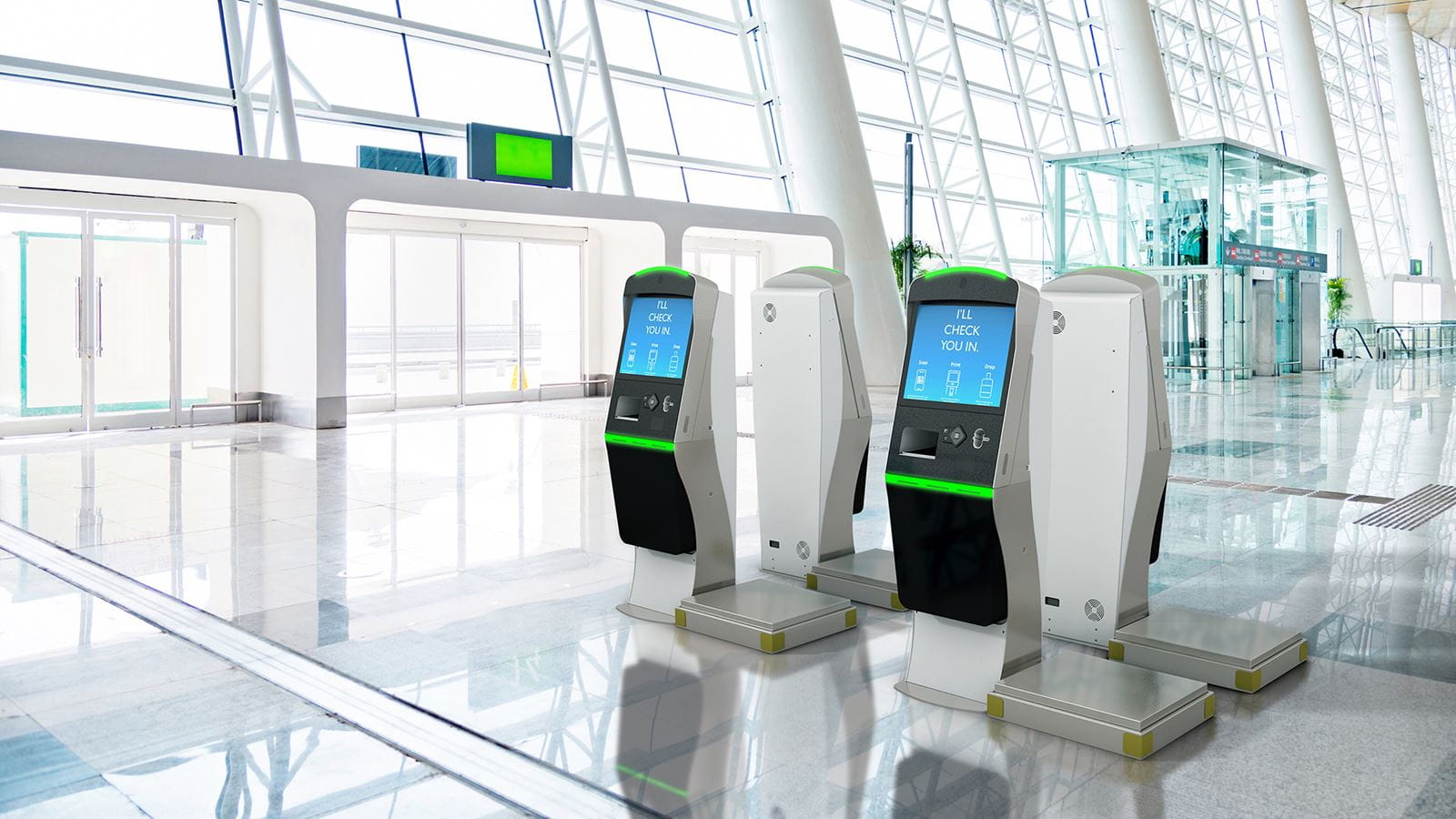 Self serve check-in kiosks at an airport