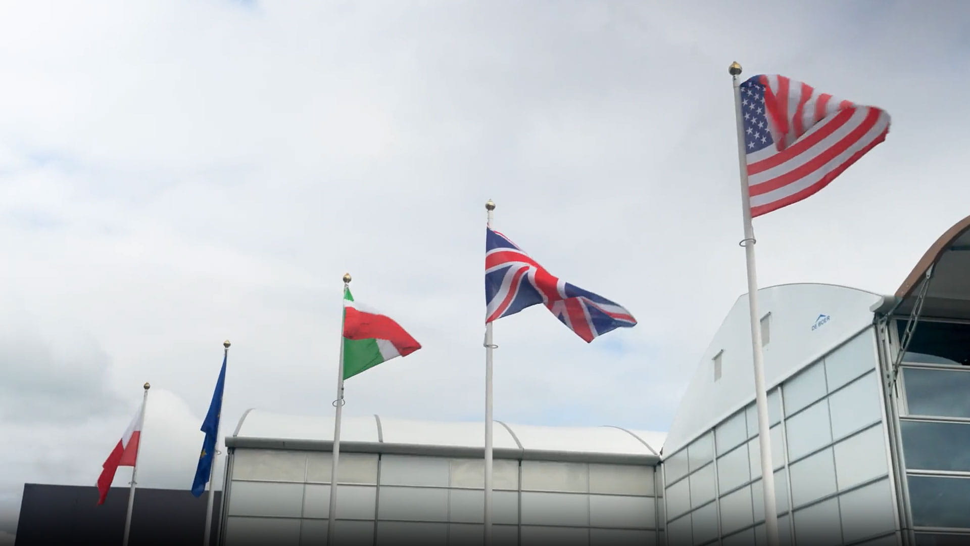 Flags flying at the Farnborough International Airshow