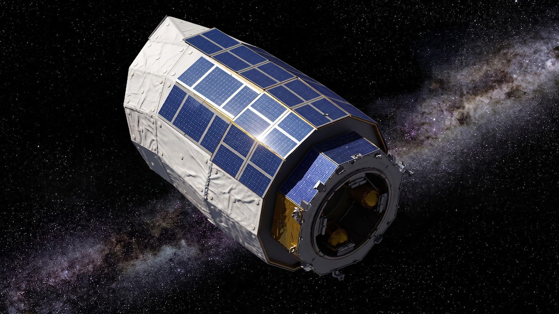 Rendering of a satellite in space