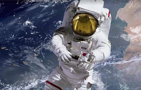 Astronaut floating in space