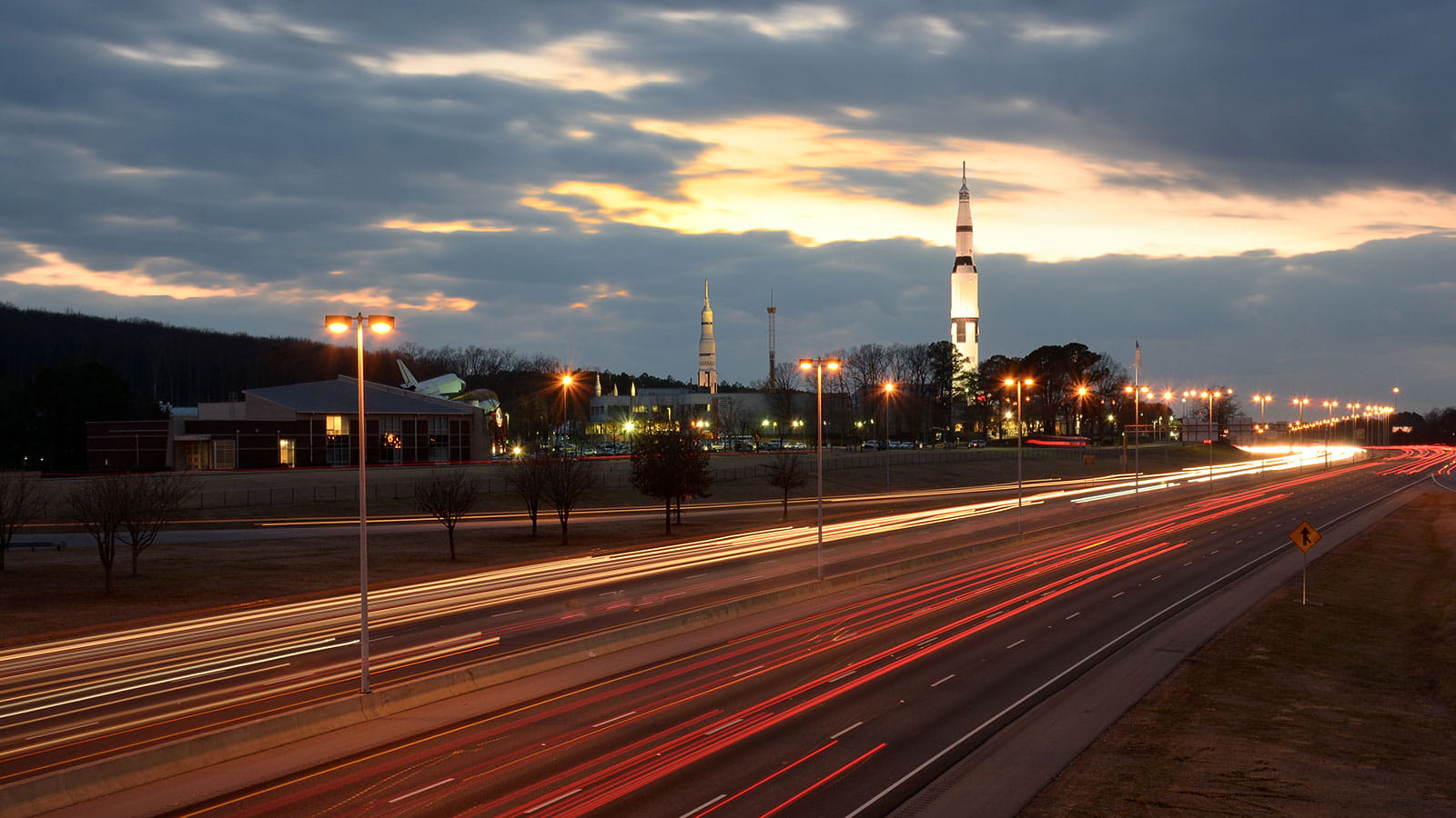 Huntsville, Alabama city skyline at twilight