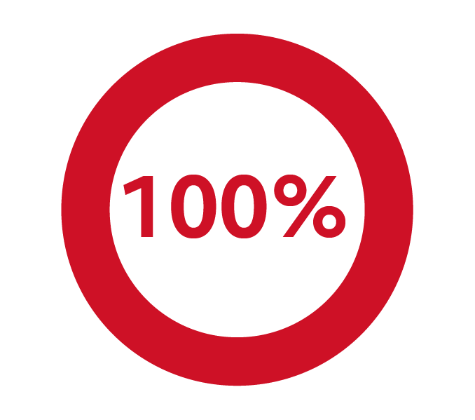 Icon of the text 100% inside a circle