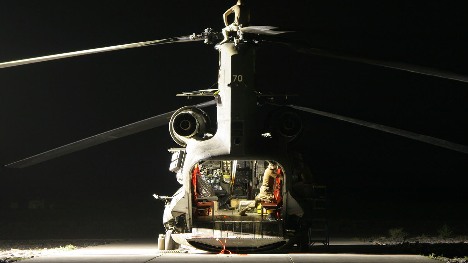 Helicopter sitting on the ground