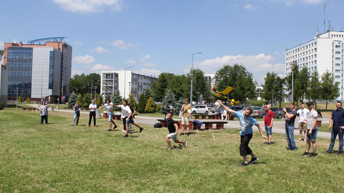 Kids demonstrating their model aircraft