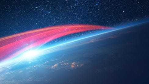 Abstract depiction of missile traveling faster than sound