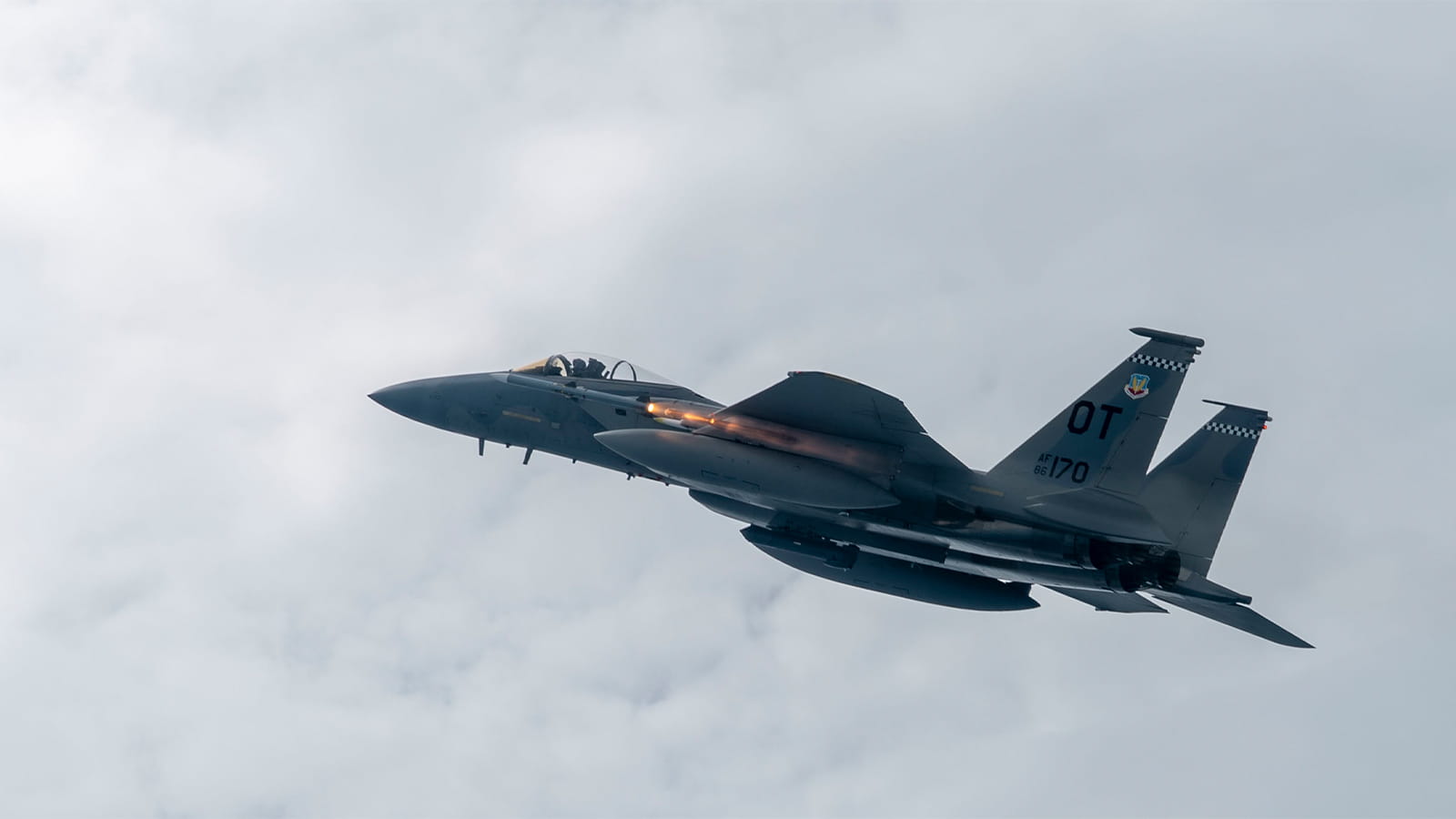 Maj. Timothy Phillips from the 40th Flight Test Squadron fires an Advanced Medium Range Air to Air Missile during a test mission from an F-15C Eagle, Eglin Air Force Base, Fla., Feb. 25, 2020. The 40th FLTS executes fighter developmental test and support to deliver war-winning capabilities to the battlefield. (U.S. Air Force photo by Tech. Sgt. John McRell)