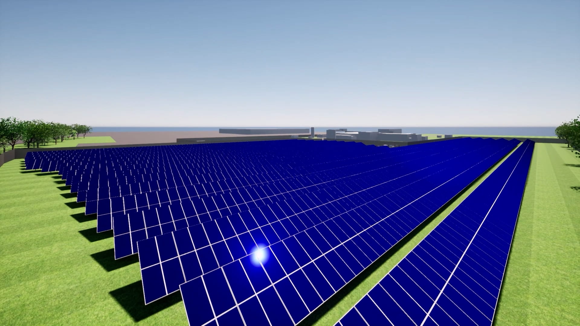 Computer rendering of a solar farm