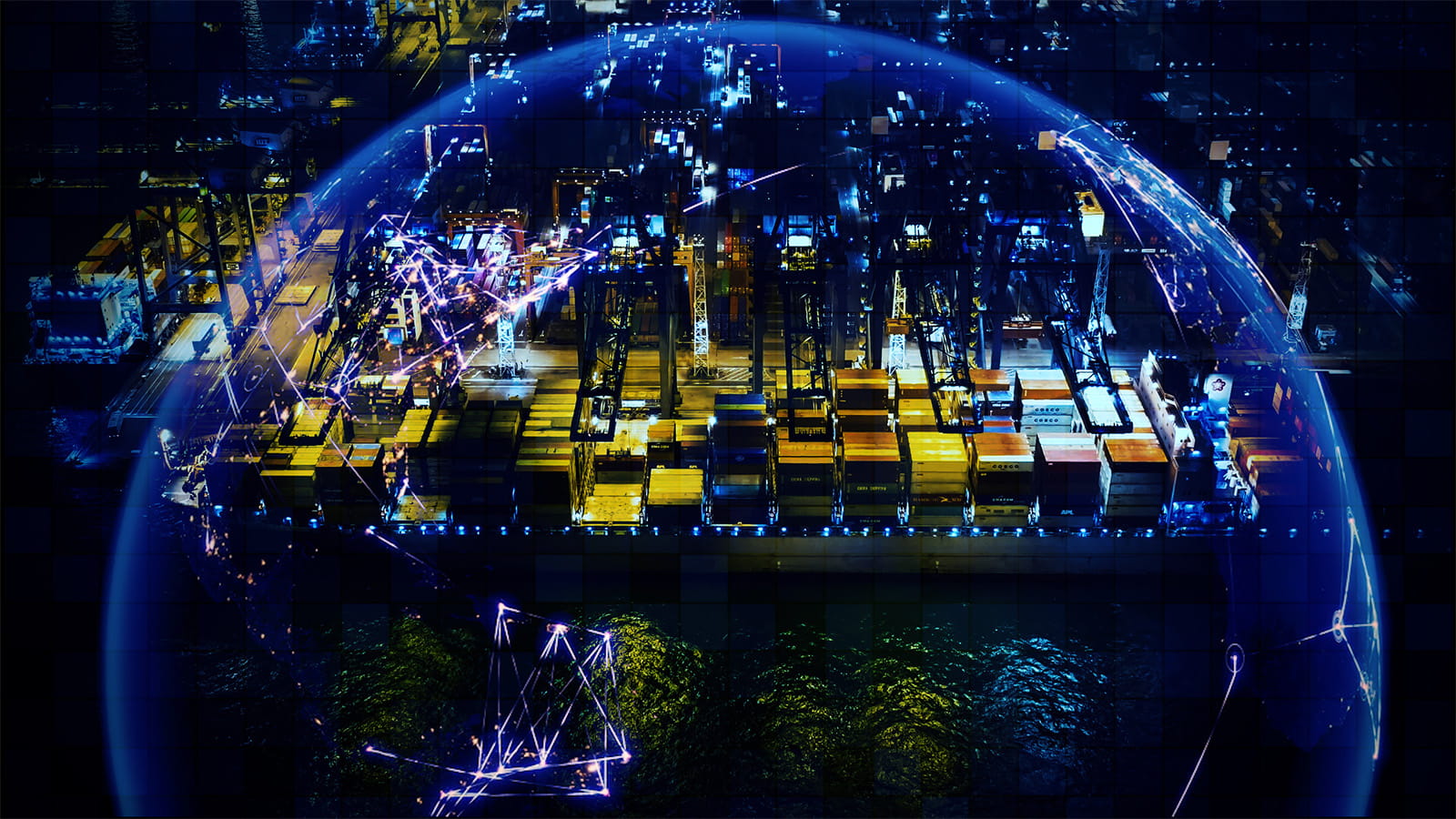 A freight container ship in the docks