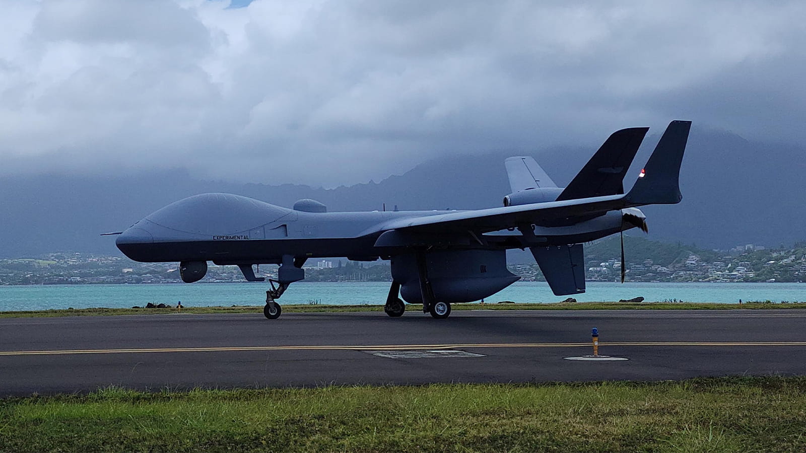 MQ-9B pictured with Raytheon’s SeaVue Multi-role Radar at RIMPAC in Honolulu, Hawaii.