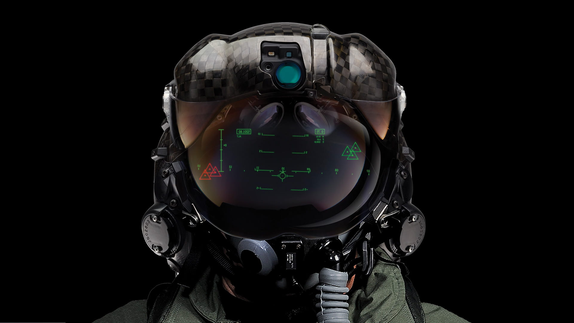 Helmet showing helmet mounted display reflection