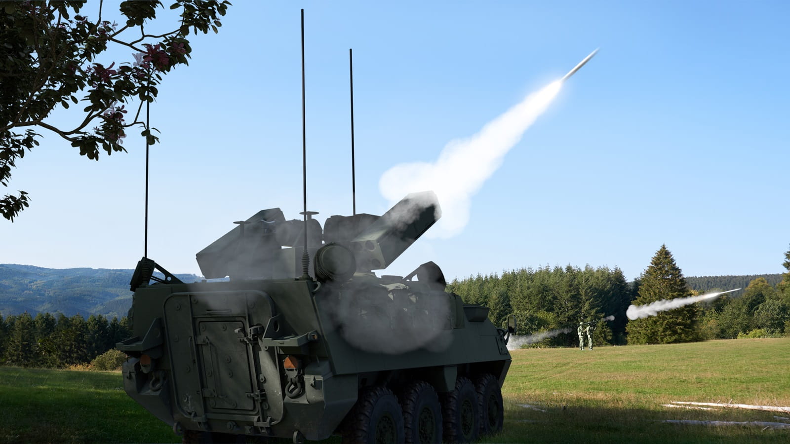 interceptor launched from M SHORAD on open terrain