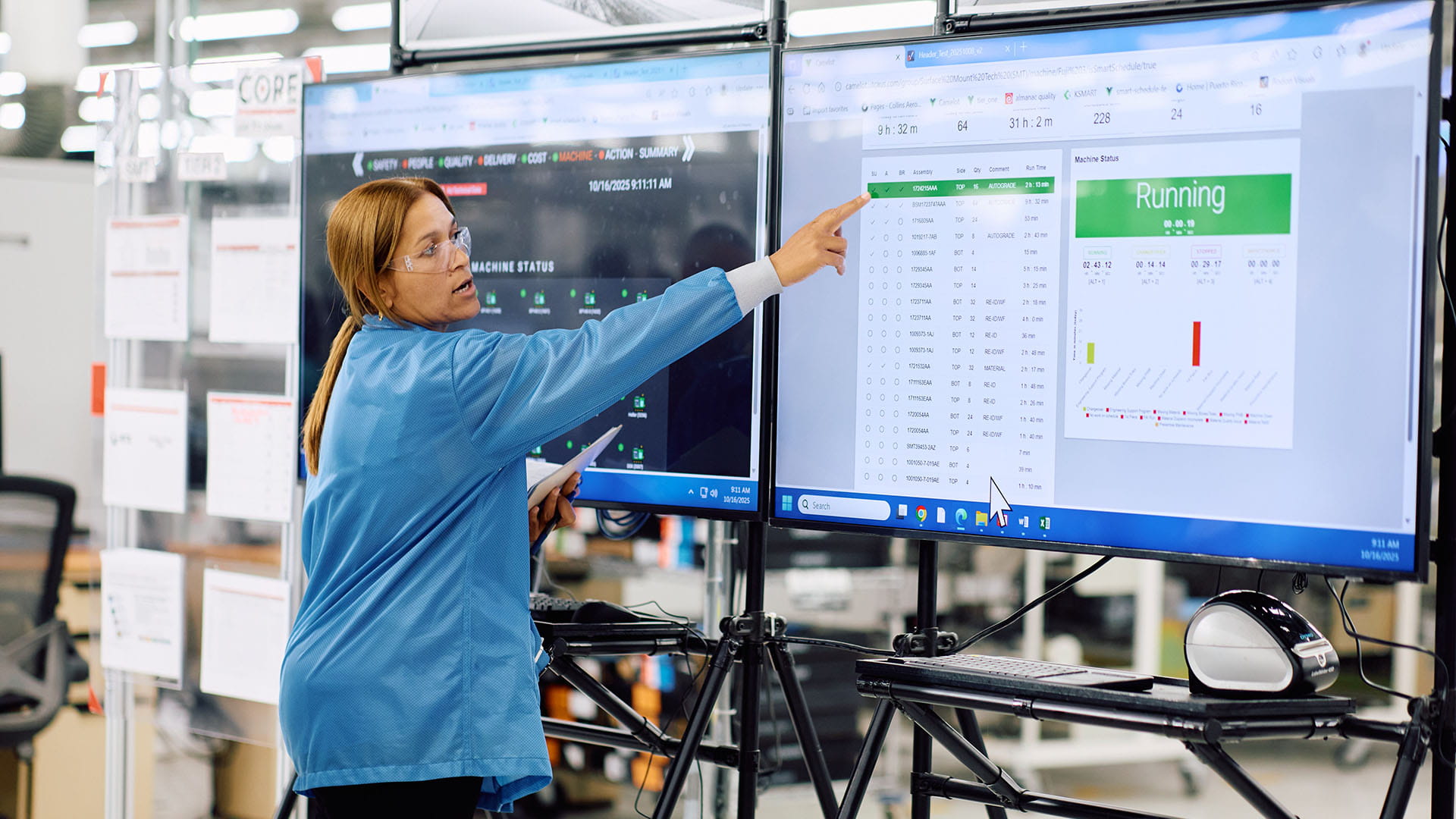 a supervisor monitoring the status of a machine