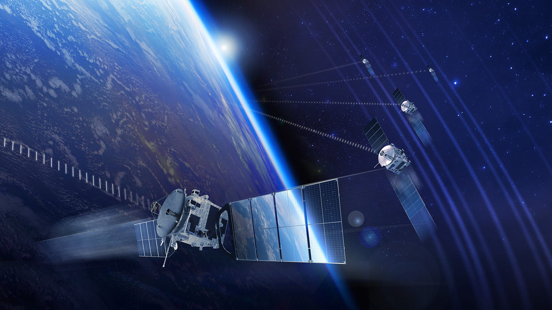 Satellite rendering around earth