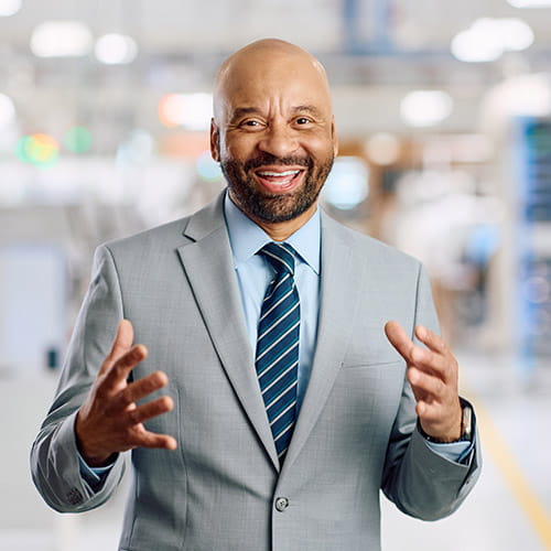 Eric Hinton speaking inside the facility