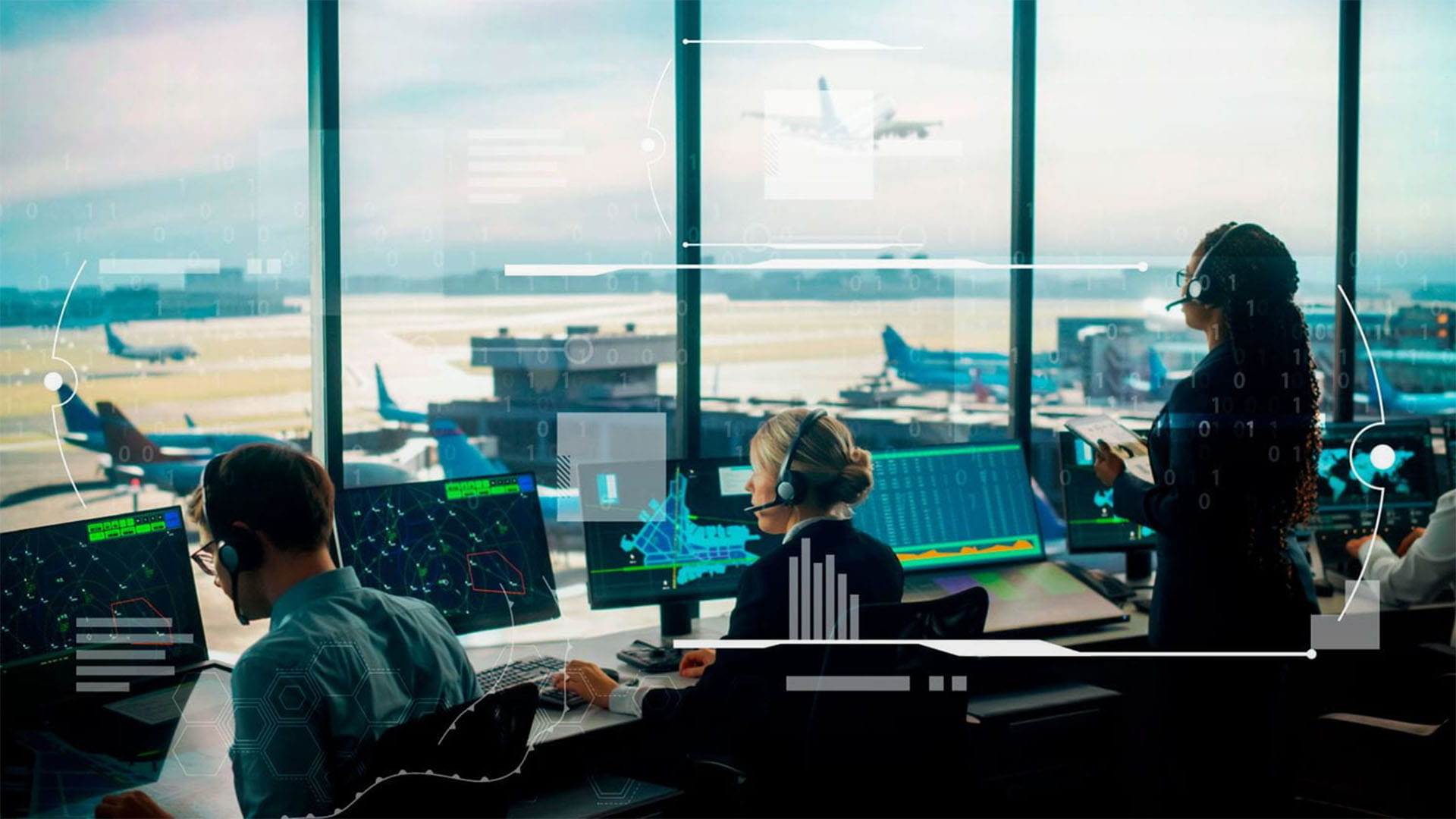 Air traffic ocntrollers at work
