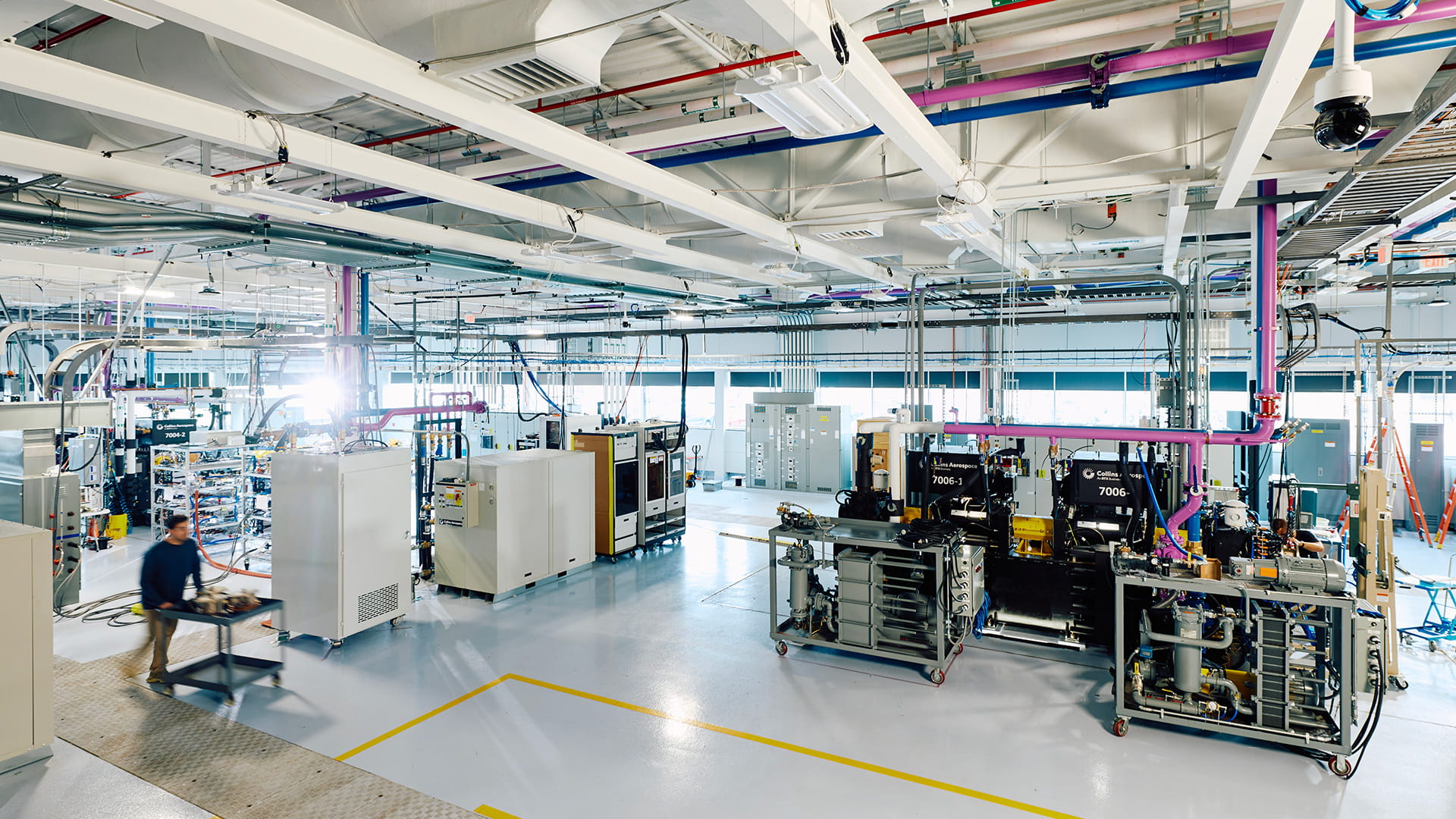 The Grid’s lab floor is as long as a football field is wide, which gives researchers room to test full systems in their real-world configuration.