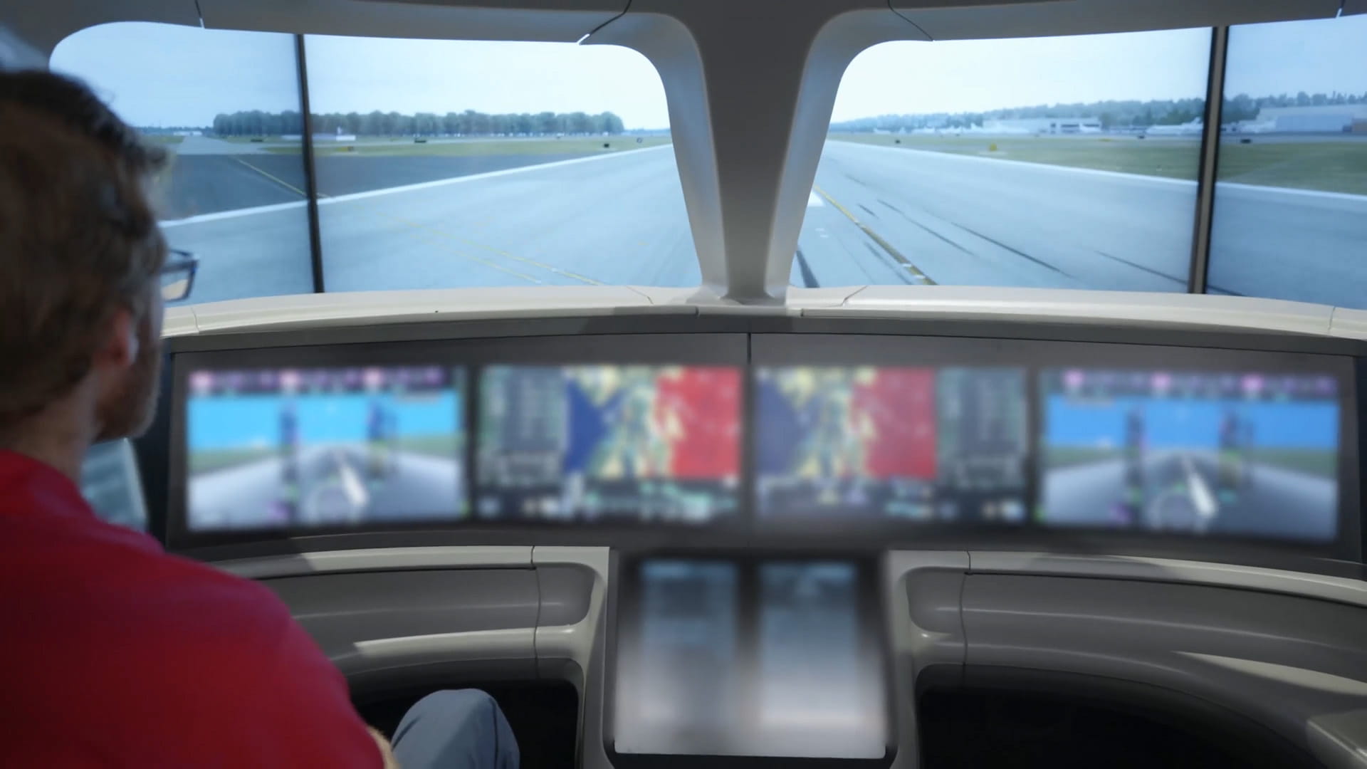 over shoulder view or cockpit
