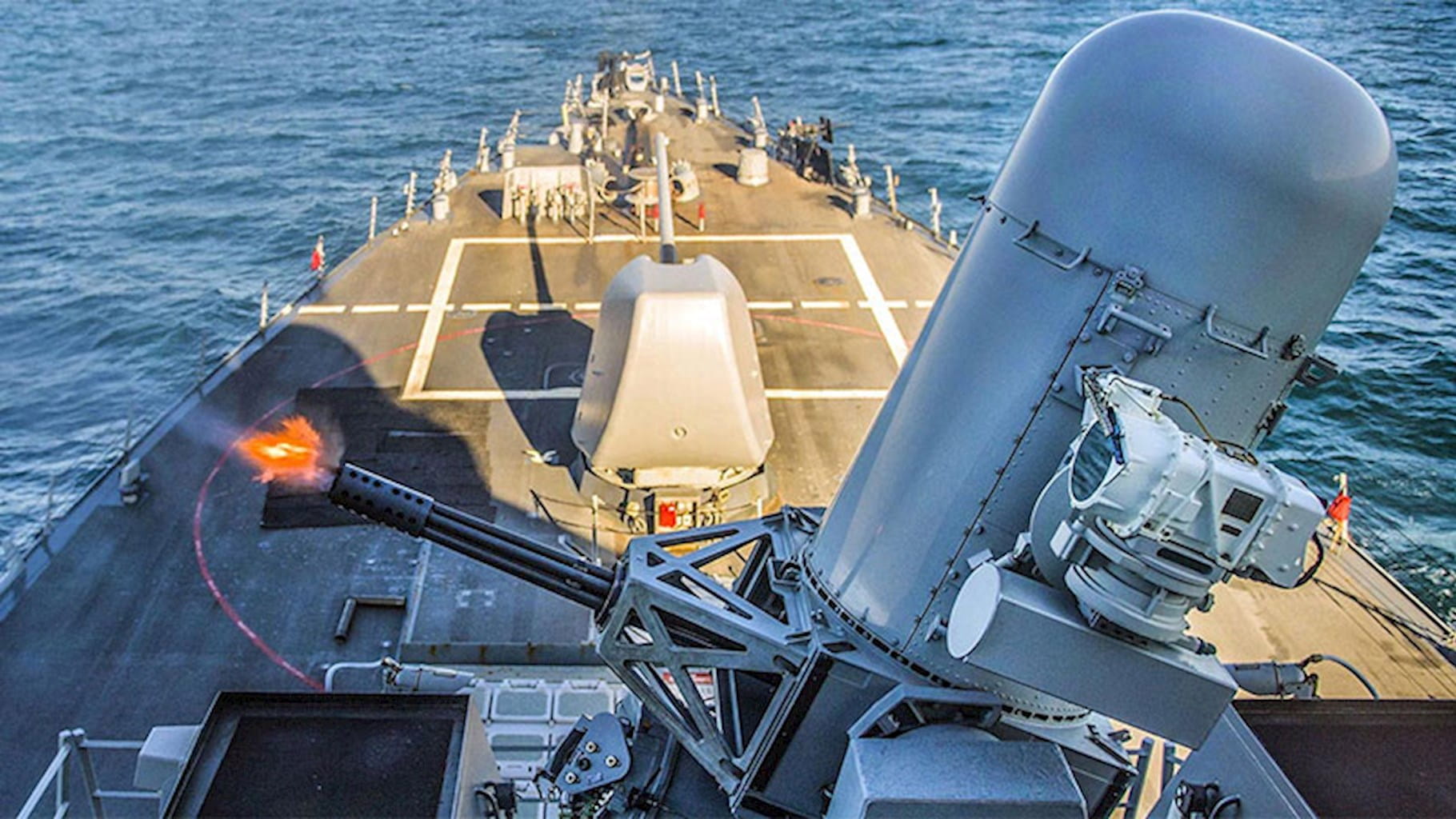 Phalanx® weapon system firing off a ship
