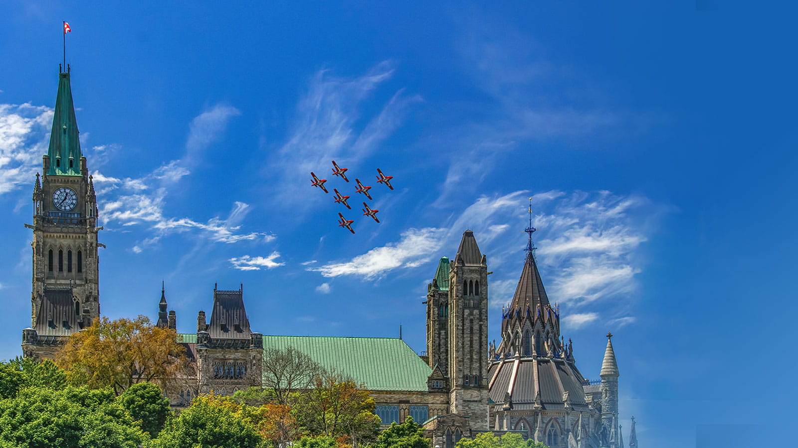 Looking through an airplane window at Ottawa, Canada