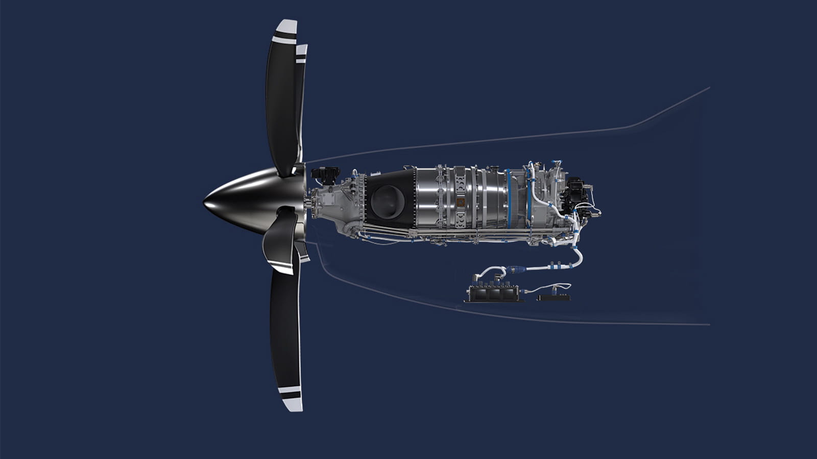 A rendering of a propeller engine