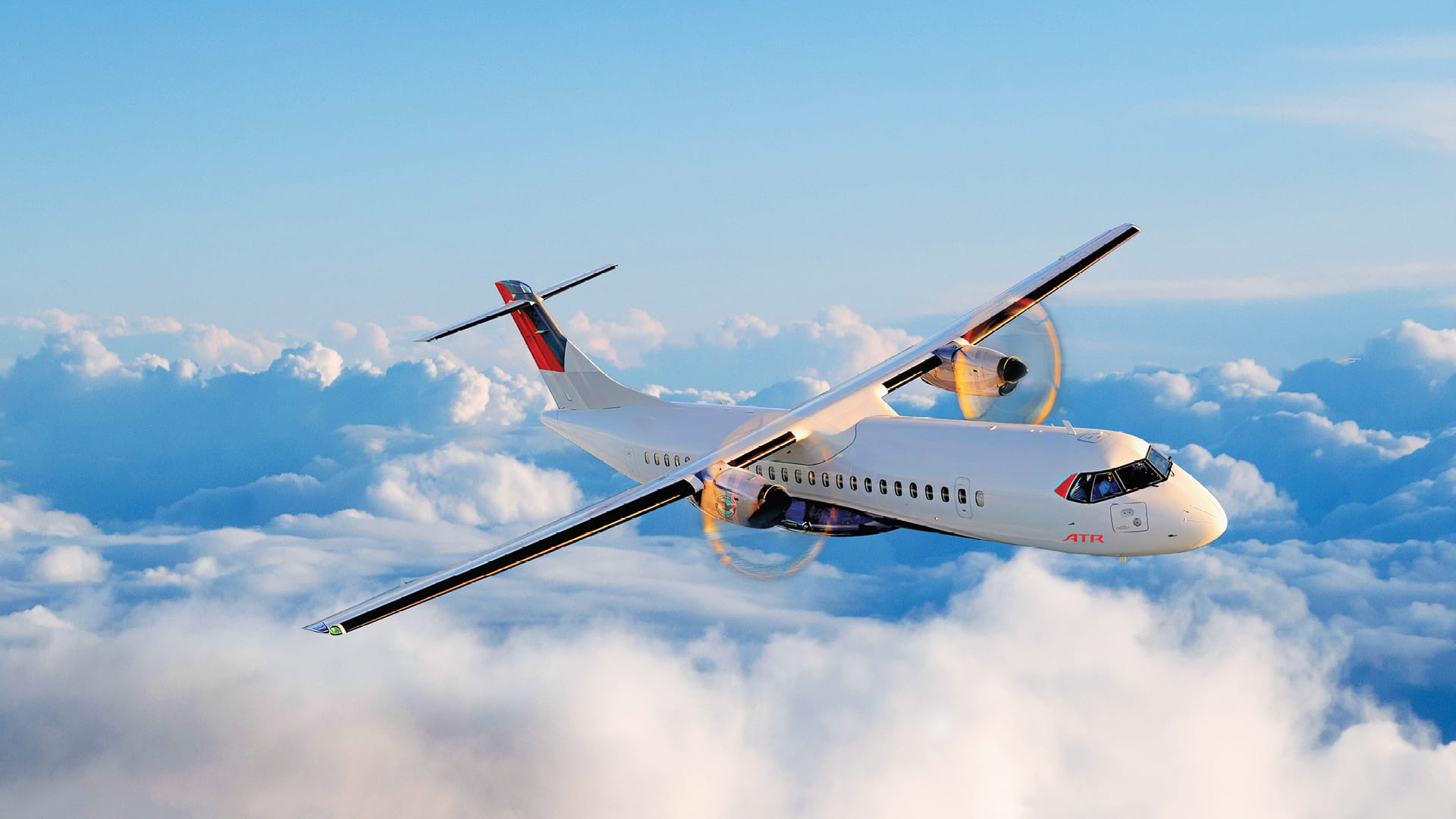 ATR100 twin prop in flight