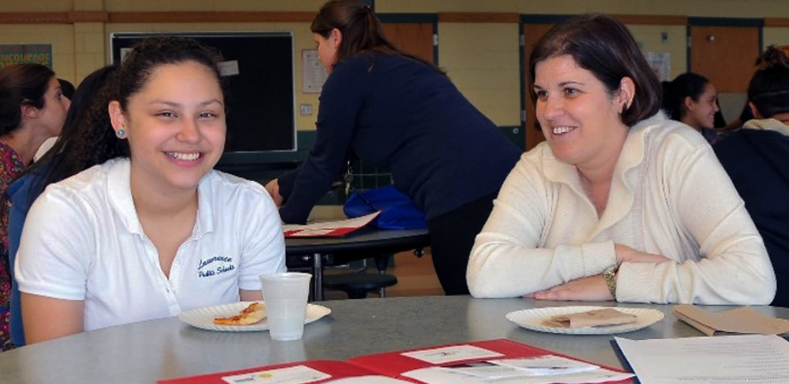 Student Ashley in eighth grade with her mentor, Liz
