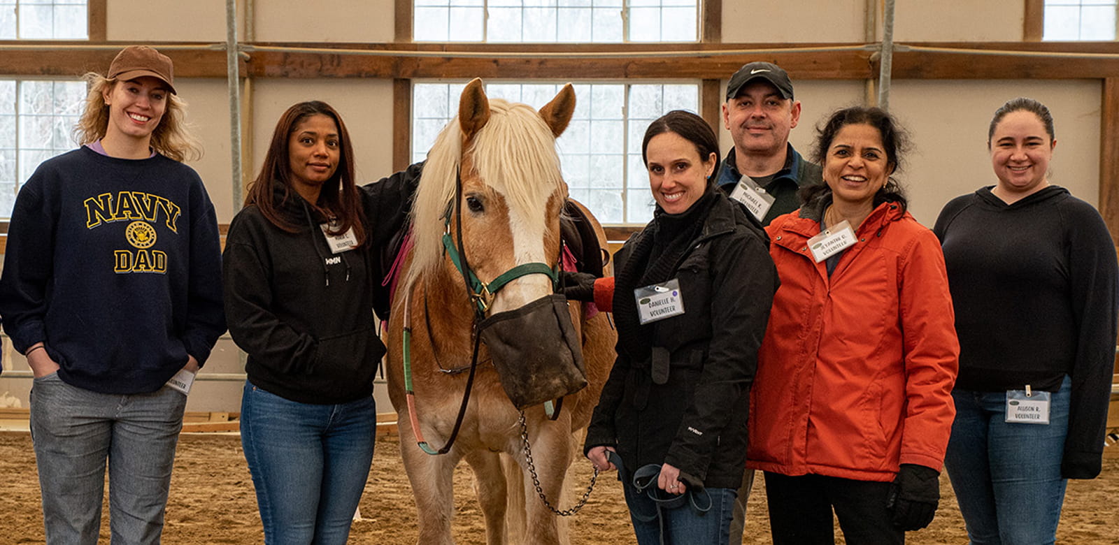 Raytheon employees volunteering at Ironstone Farm.