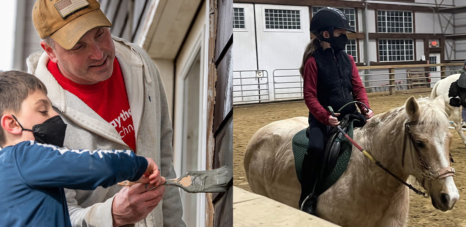 Raytheon employees volunteering at Ironstone Farm.