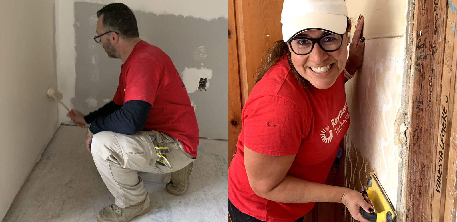 Raytheon employees volunteering at Ironstone Farm.