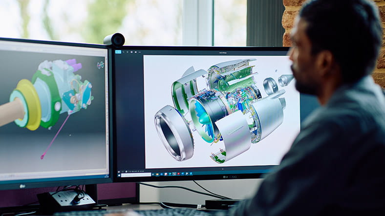 Collins engine design on screen