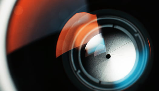 This is a close-up of a lens aperture. 