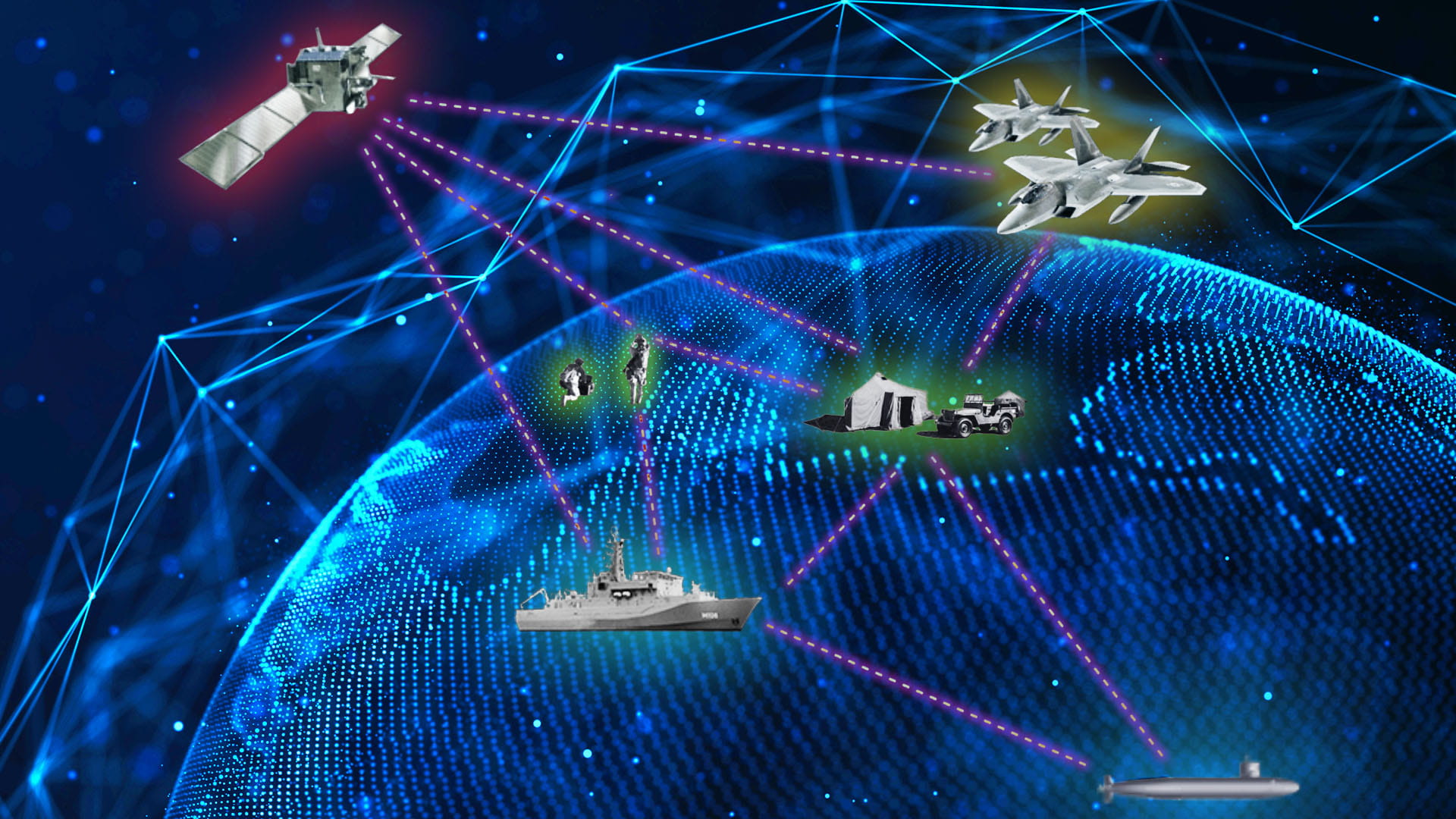 Digital globe overlayed with communication systems
