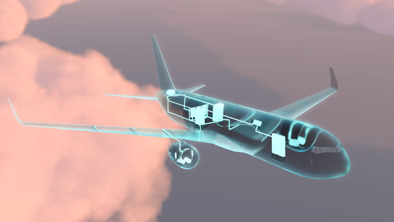 Aircraft x-ray view of interior rendering