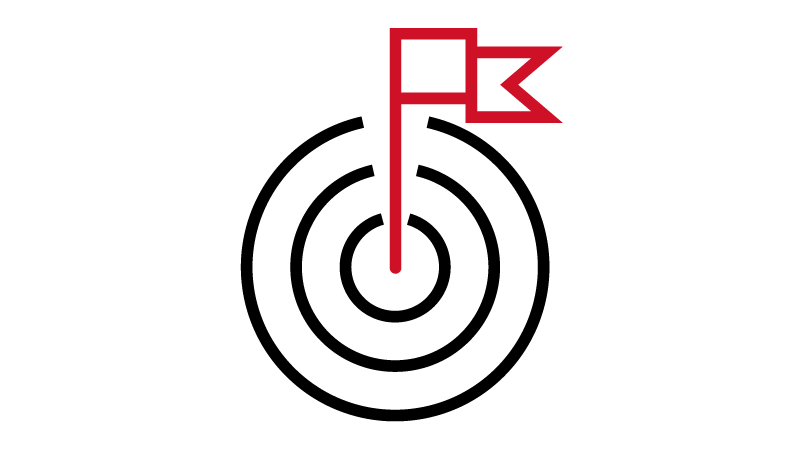 Icon of a red flag in the middle of three circles.