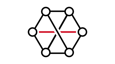Black and red icon demonstrating innovation.