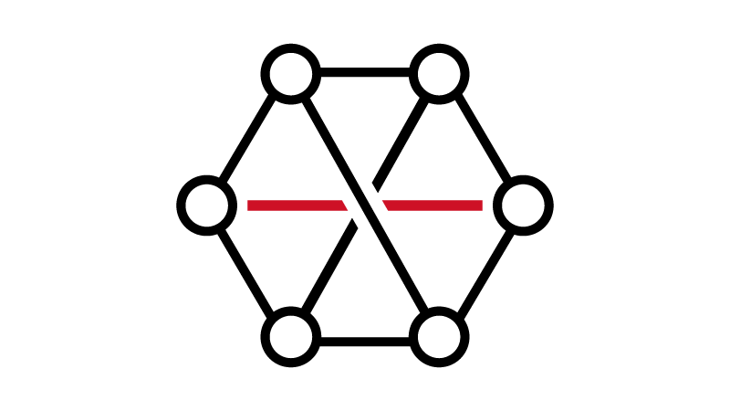 Black and red icon demonstrating innovation.